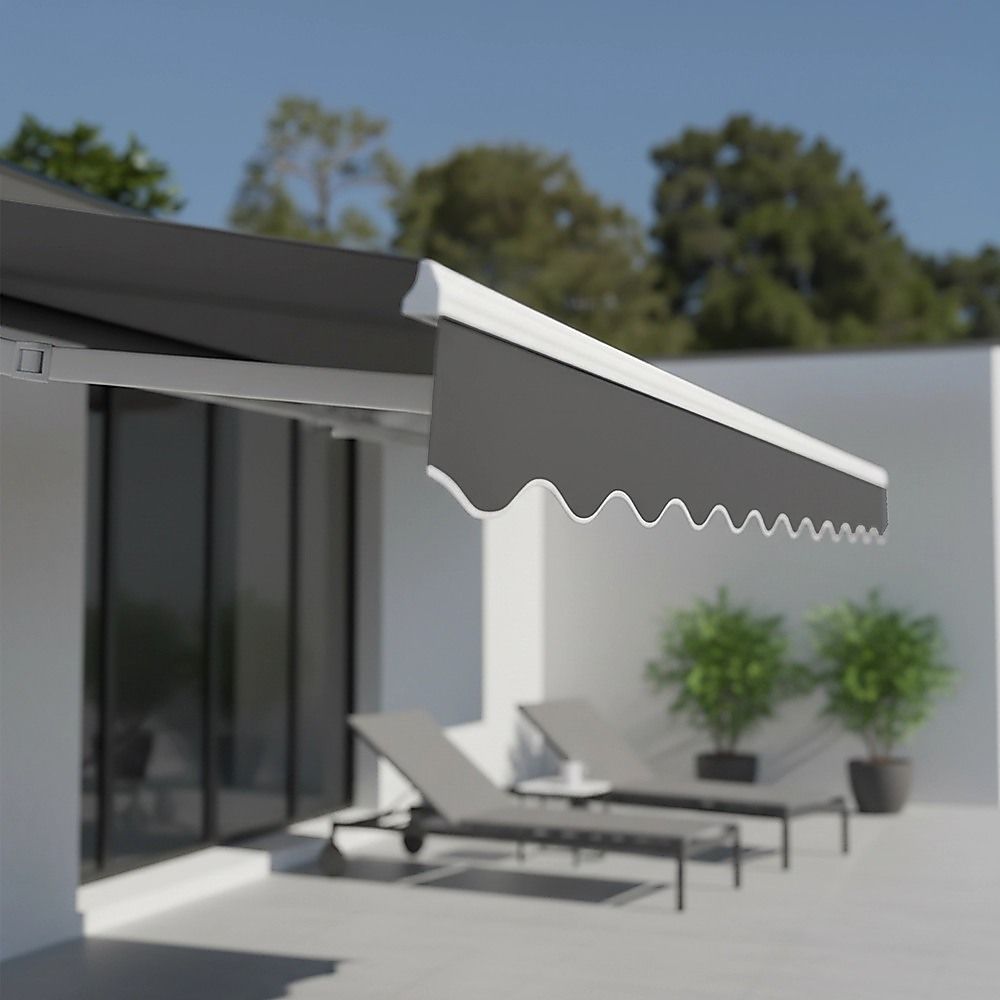 Folding Arm Awning Motorised Outdoor Retractable Sunshade Canopy Grey 4.0m x 3.0m