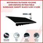 Folding Arm Awning Motorised Outdoor Retractable Sunshade Canopy Black 4.0m x 3.0m
