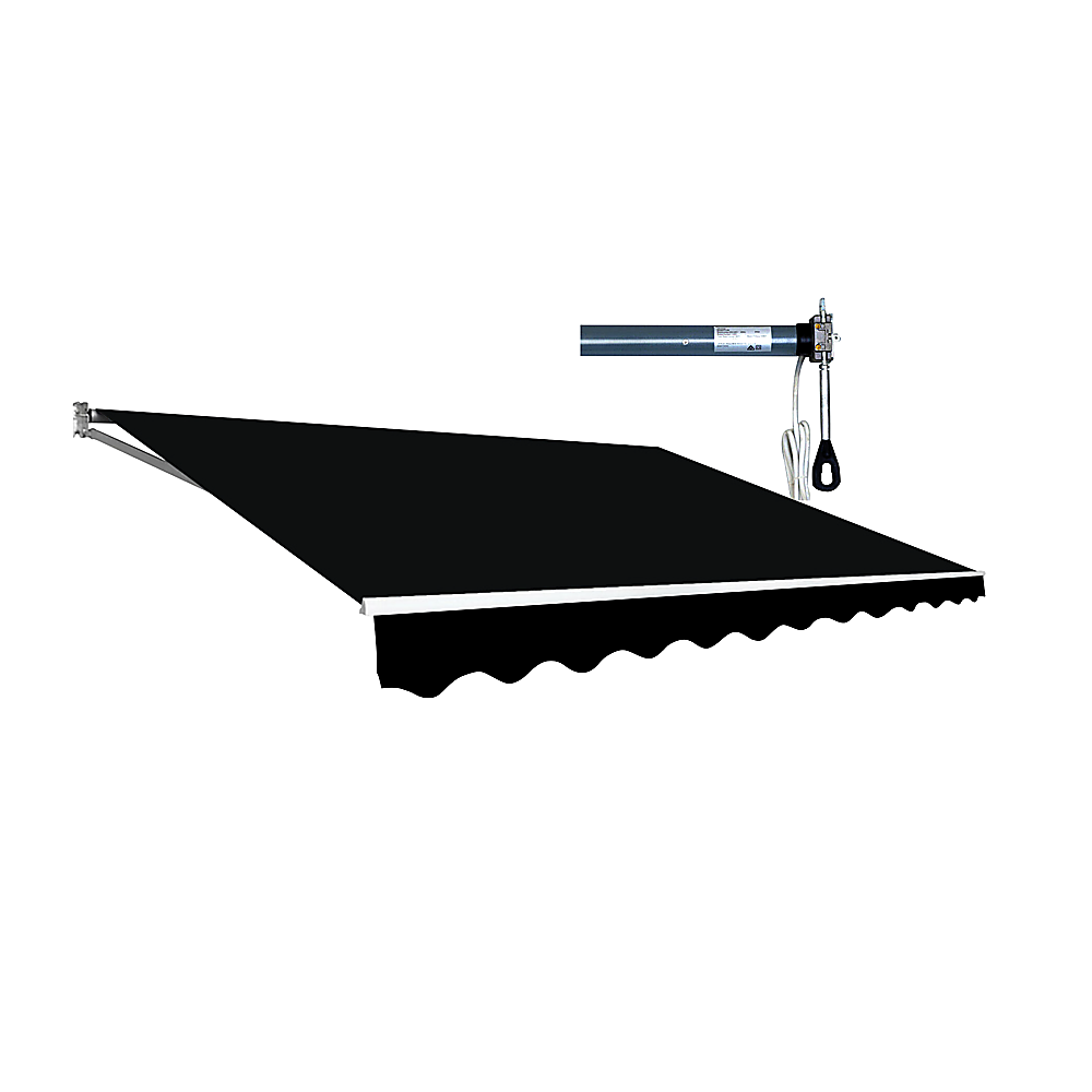 Folding Arm Awning Motorised Outdoor Retractable Sunshade Canopy Black 4.0m x 3.0m
