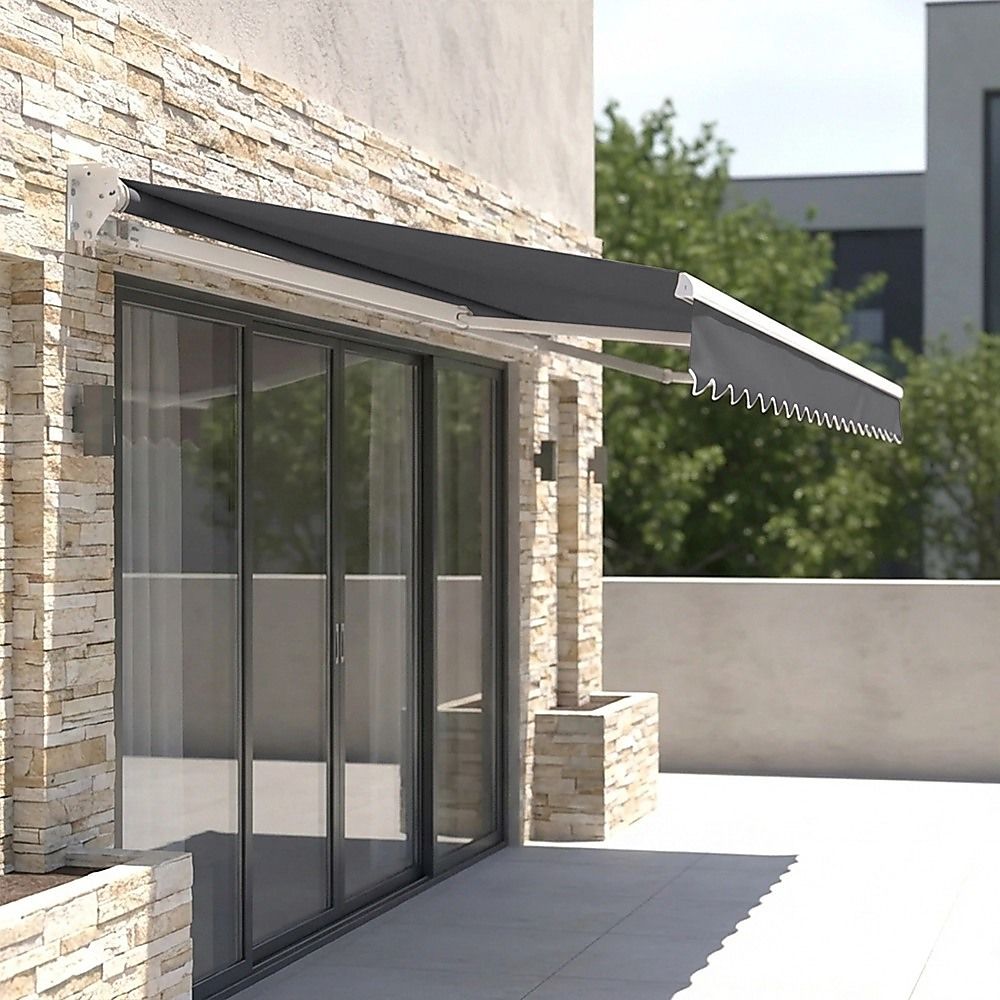 Folding Arm Awning Motorised Outdoor Retractable Sunshade Canopy Grey 5.0m x 2.5m