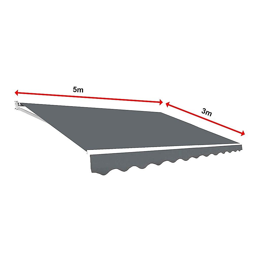 Folding Arm Awning Motorised Outdoor Retractable Sunshade Canopy Grey 5.0m x 3.0m