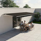 Folding Arm Awning Motorised Outdoor Retractable Sunshade Canopy Black 5.0m x 3.0m