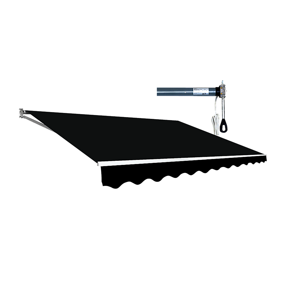 Folding Arm Awning Motorised Outdoor Retractable Sunshade Canopy Black 5.0m x 3.0m
