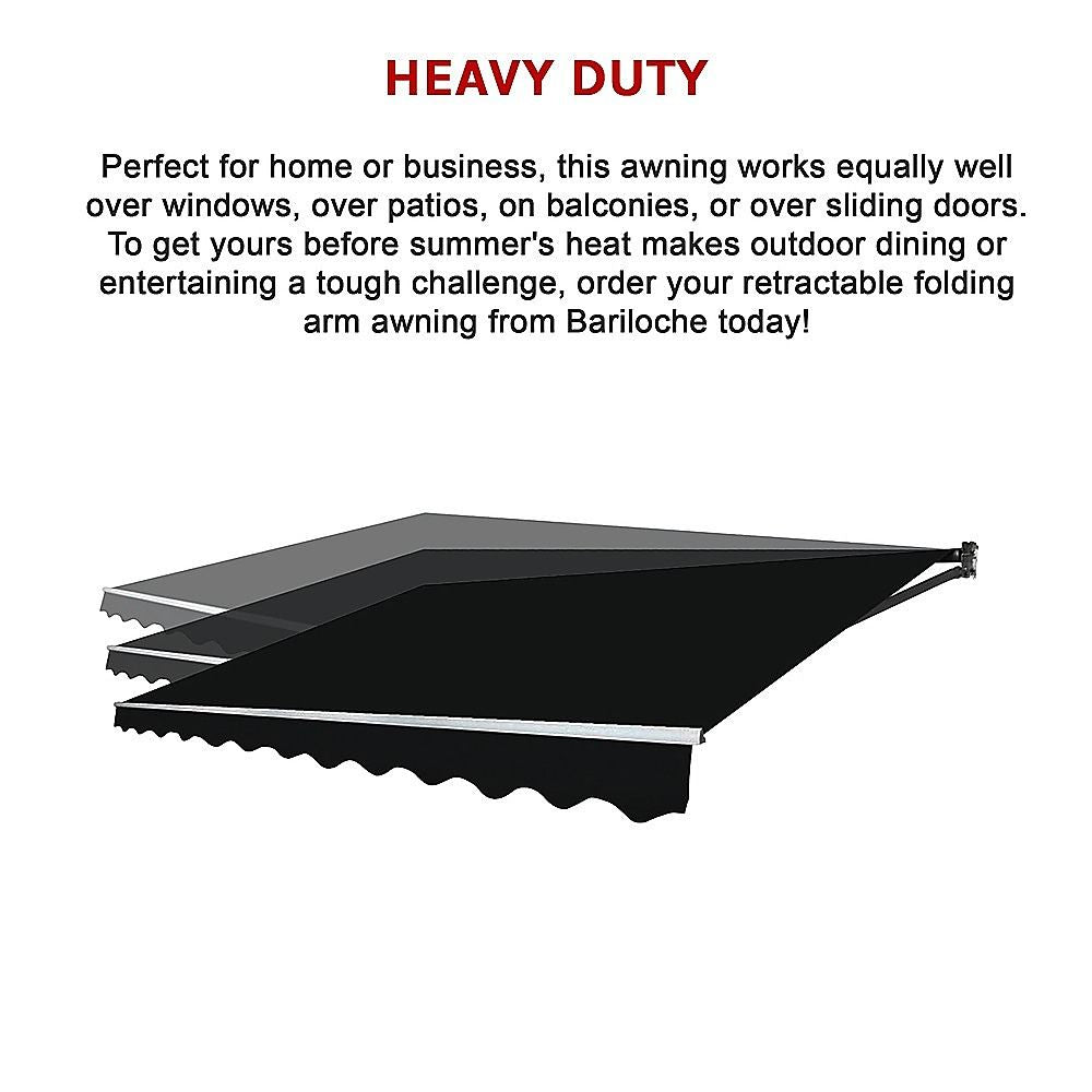 Folding Arm Awning Motorised Outdoor Retractable Sunshade Canopy Black 5.0m x 3.0m