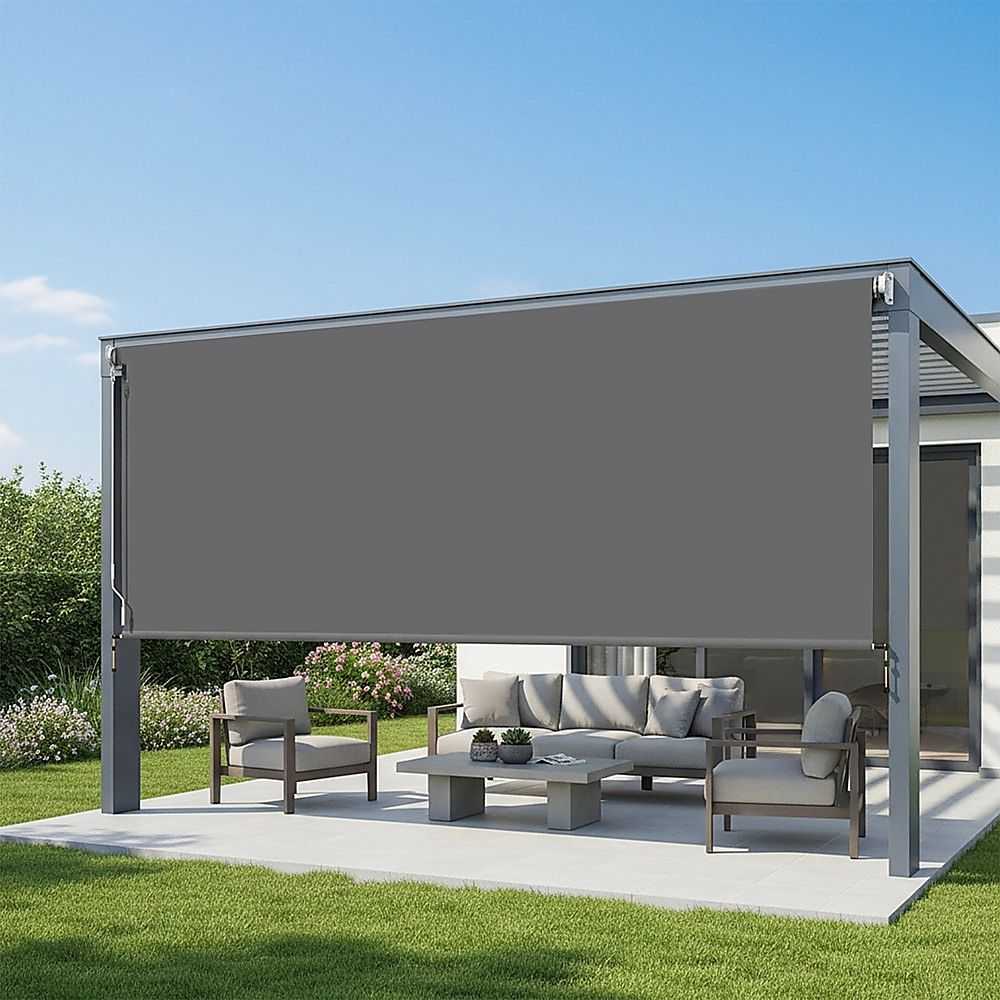 Outdoor Awning Retractable Straight Drop Roll Down Garden Patio Screen 3.0X2.5M