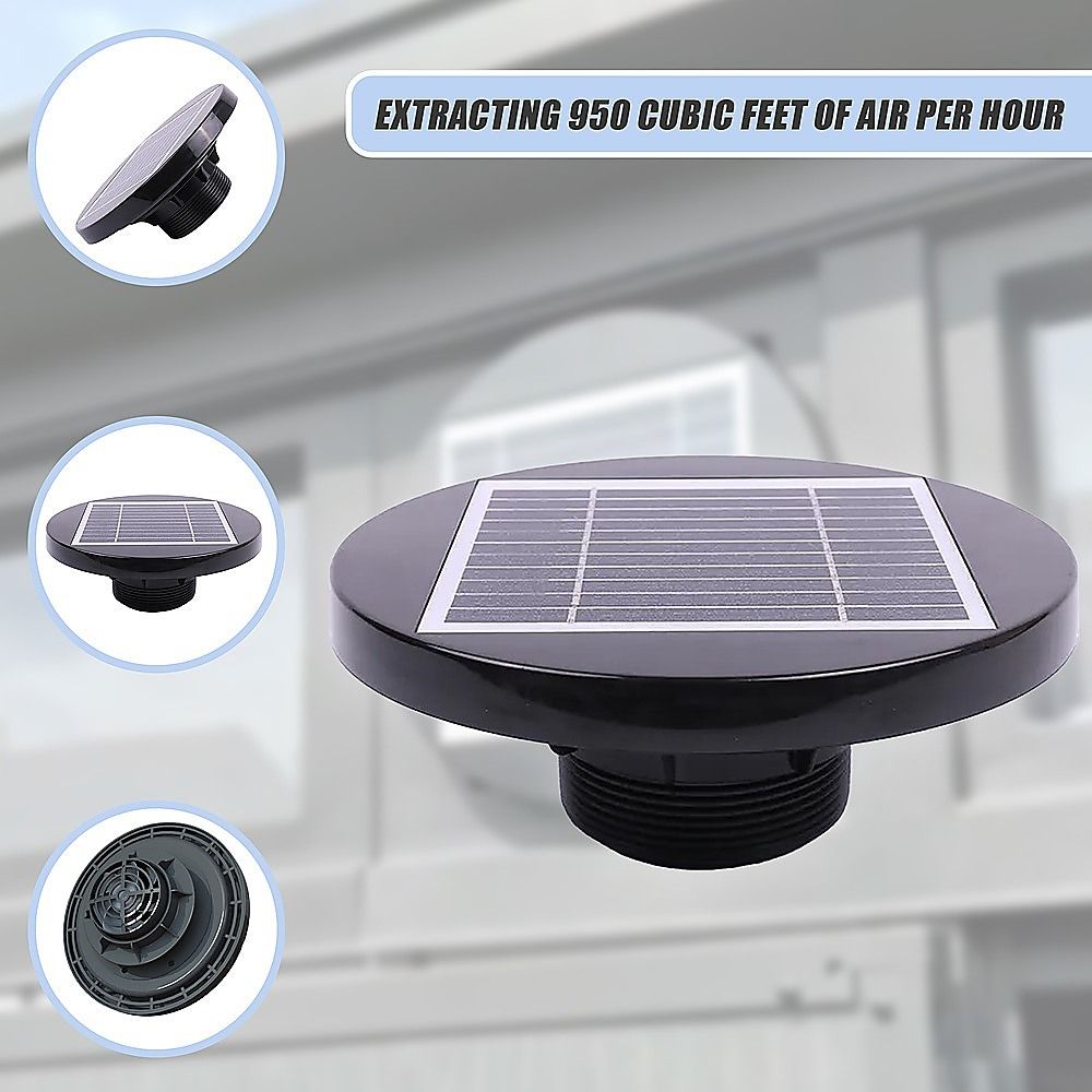 Solar Powered Roof Fan Ventilator Loft Vent for Boat RV Greenhouse Shed HomeMyGarden