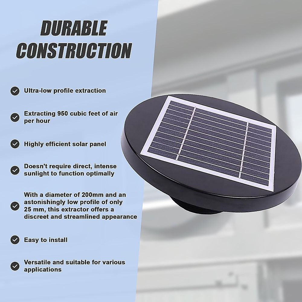 Solar Powered Roof Fan Ventilator Loft Vent for Boat RV Greenhouse Shed HomeMyGarden
