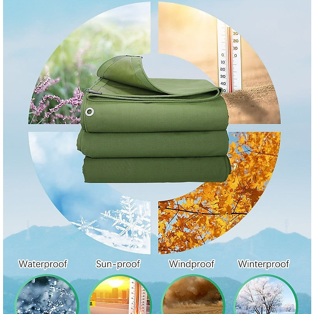 Canvas Tarp Tarpaulin 3x4M Army Heavy Duty Waterproof Sun Blocked Dustproof