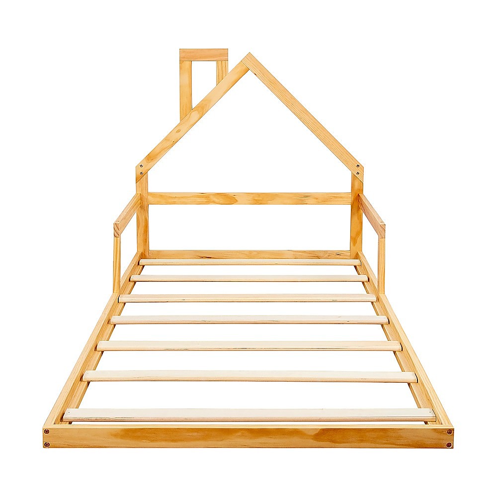 Floor Bed House Frame Pine Wood for Kids and Toddlers