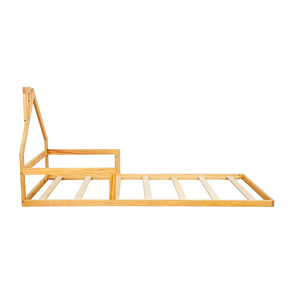 Floor Bed House Frame Pine Wood for Kids and Toddlers