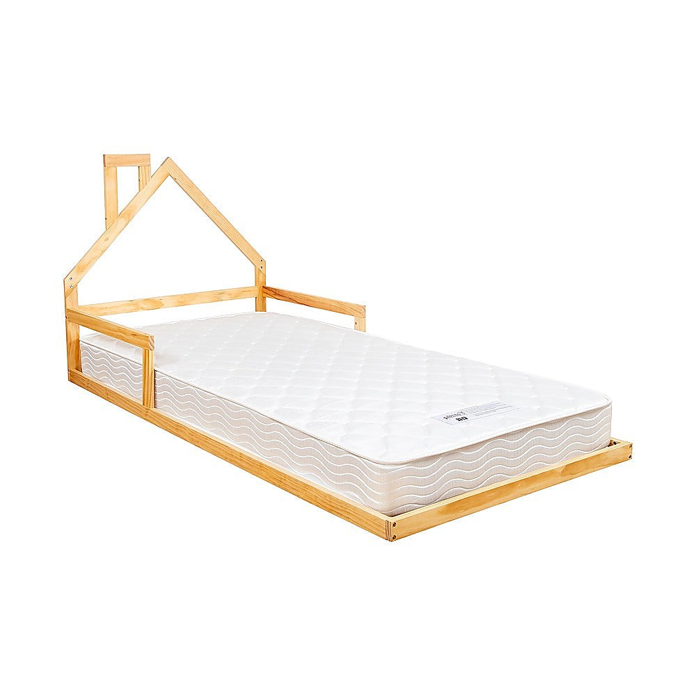 Floor Bed House Frame Pine Wood for Kids and Toddlers