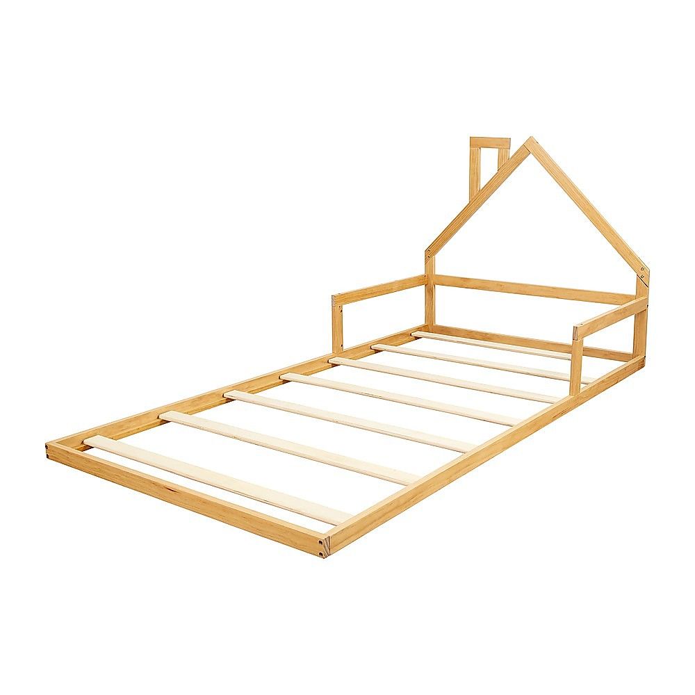 Floor Bed House Frame Pine Wood for Kids and Toddlers