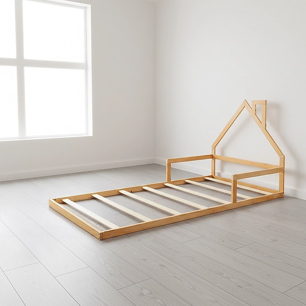 Floor Bed House Frame Pine Wood for Kids and Toddlers