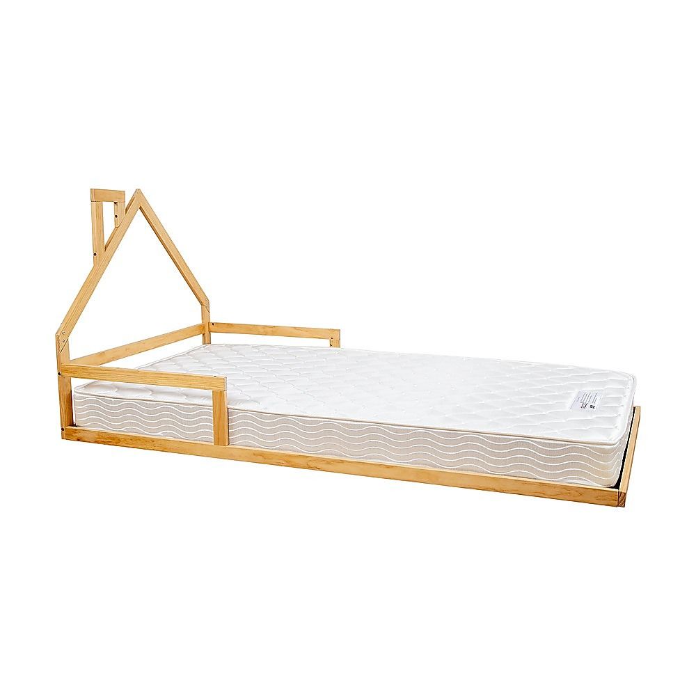 Floor Bed House Frame Pine Wood for Kids and Toddlers