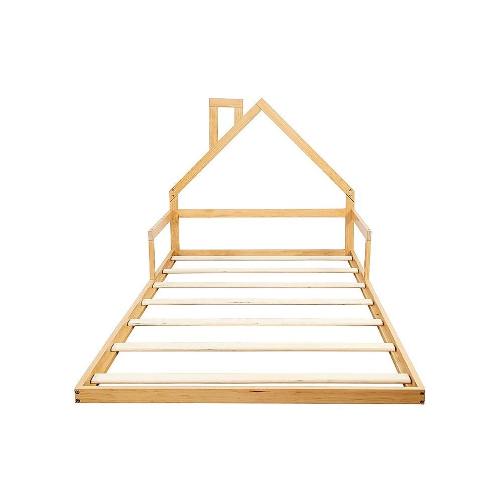 Floor Bed House Frame Pine Wood for Kids and Toddlers