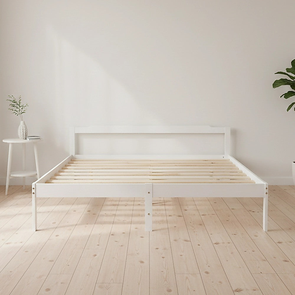 Bed Frame Double Wooden Home Furniture White
