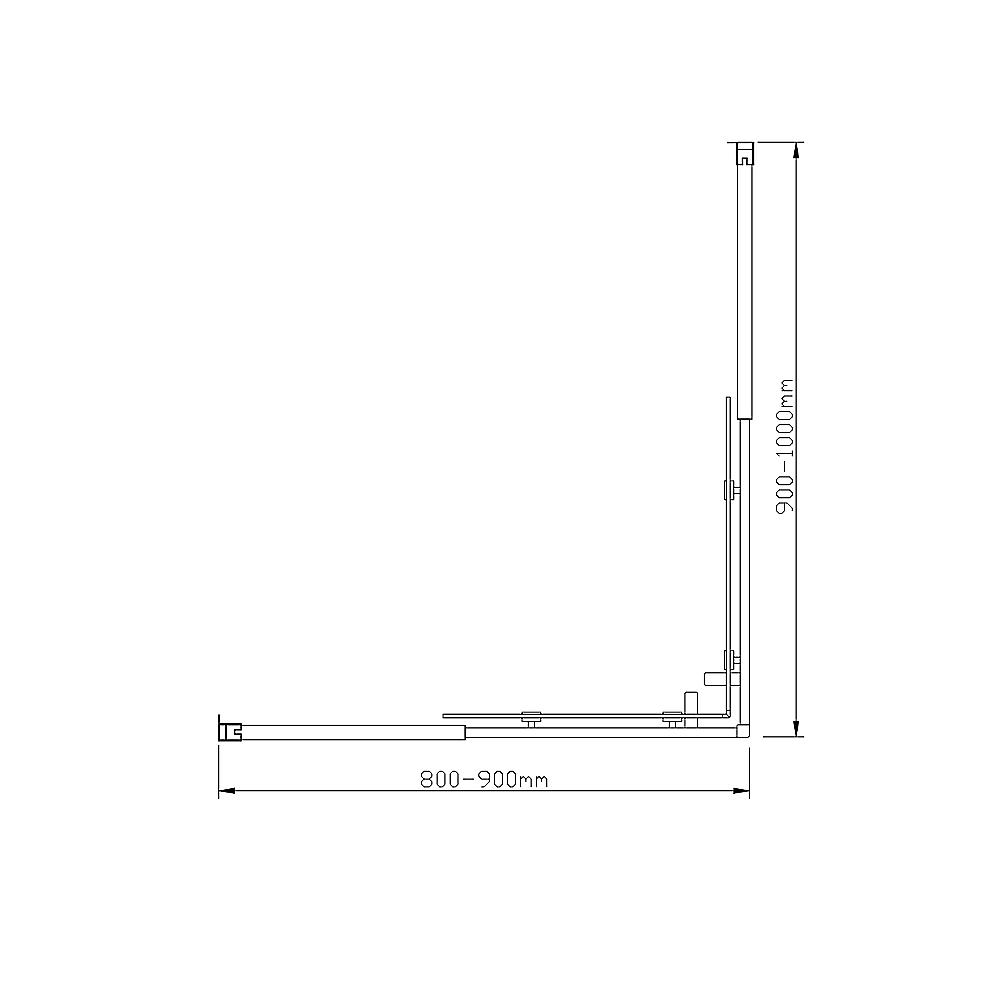 Glass Shower Screen Double Sliding Door Adjustable 900x1000mm - Chrome