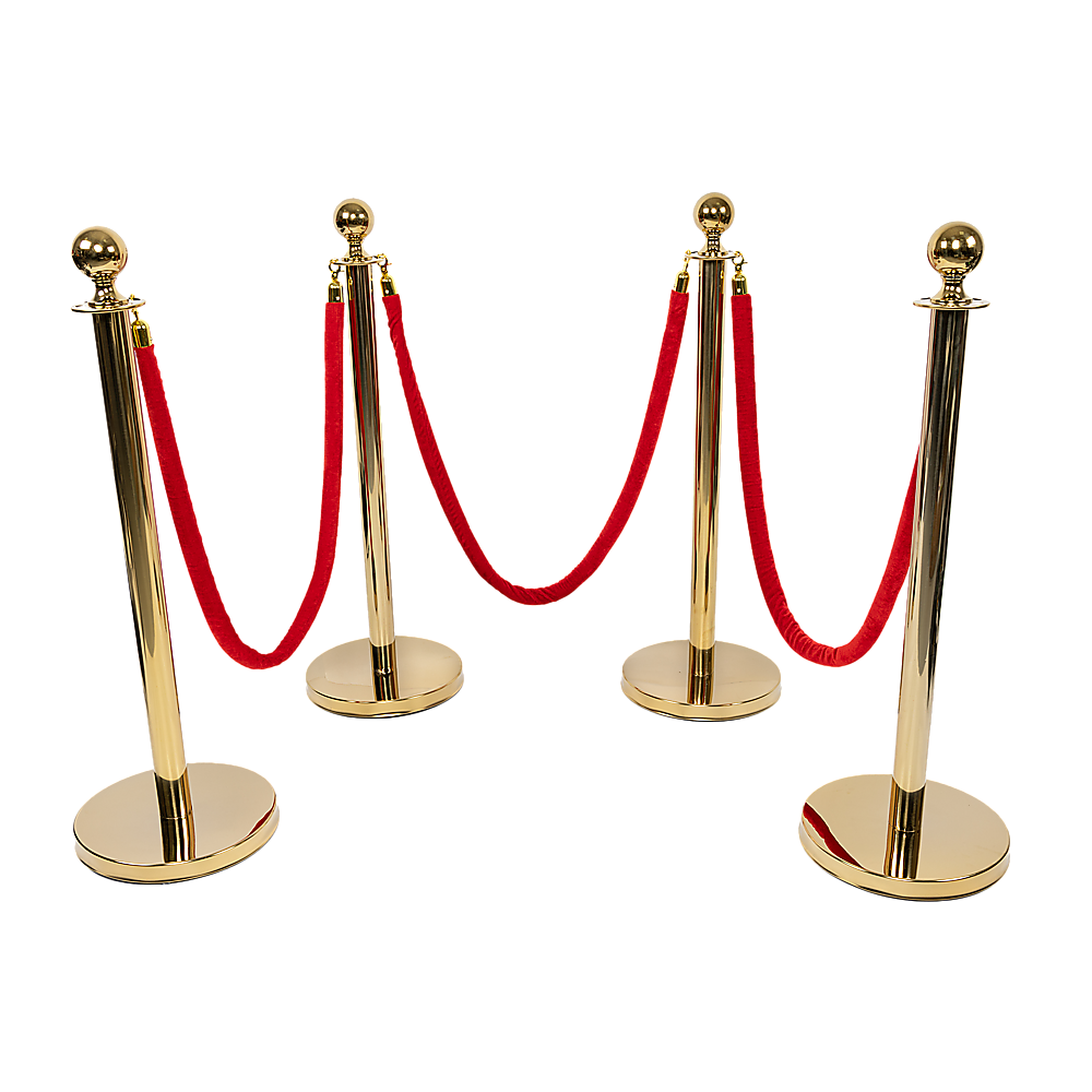 Queue Barriers 4x + 3 Ropes Exhibition Crowd Control Bollards