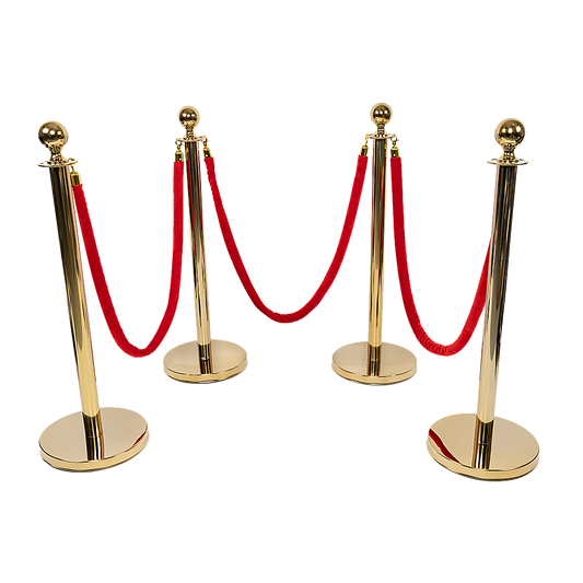 Queue Barriers 4x + 3 Ropes Exhibition Crowd Control Bollards