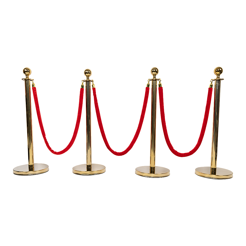 Queue Barriers 4x + 3 Ropes Exhibition Crowd Control Bollards