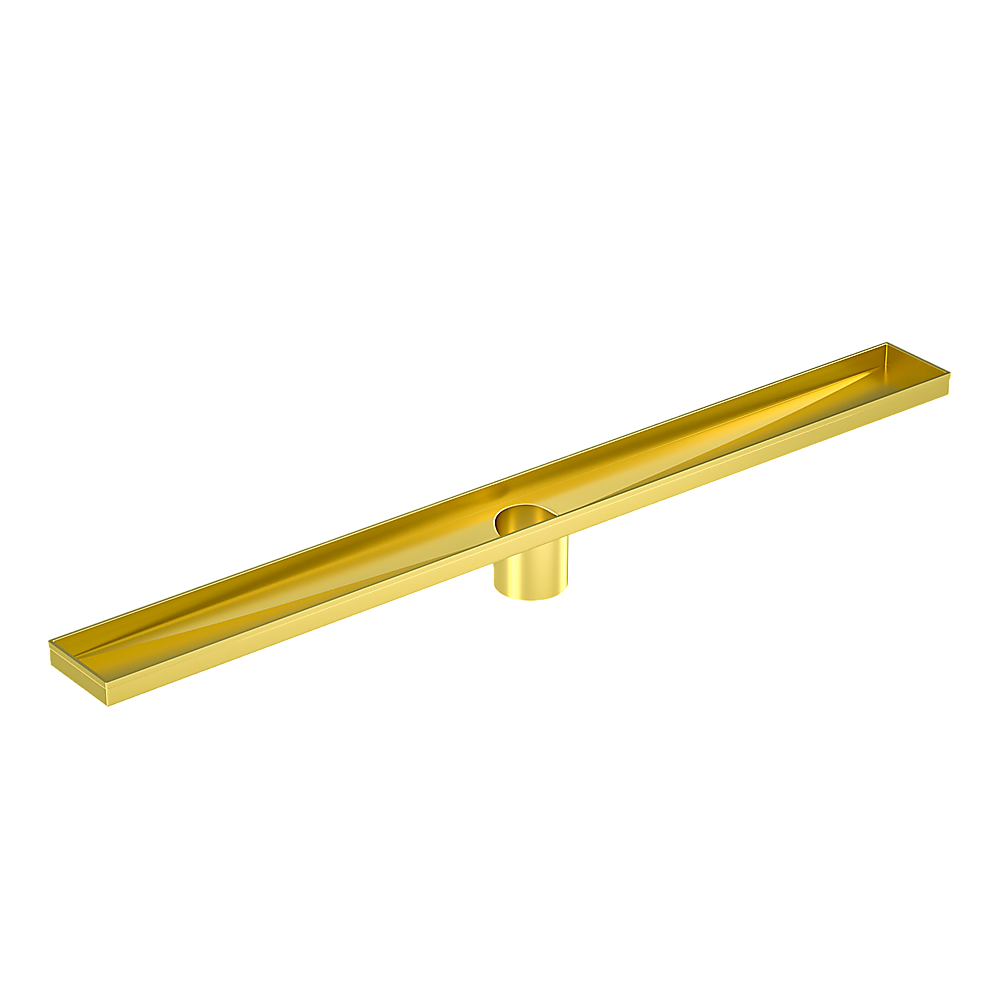 Bathroom Shower Brushed Brass Grate Drain 900mm with Centre Outlet Floor Waste Square Pattern