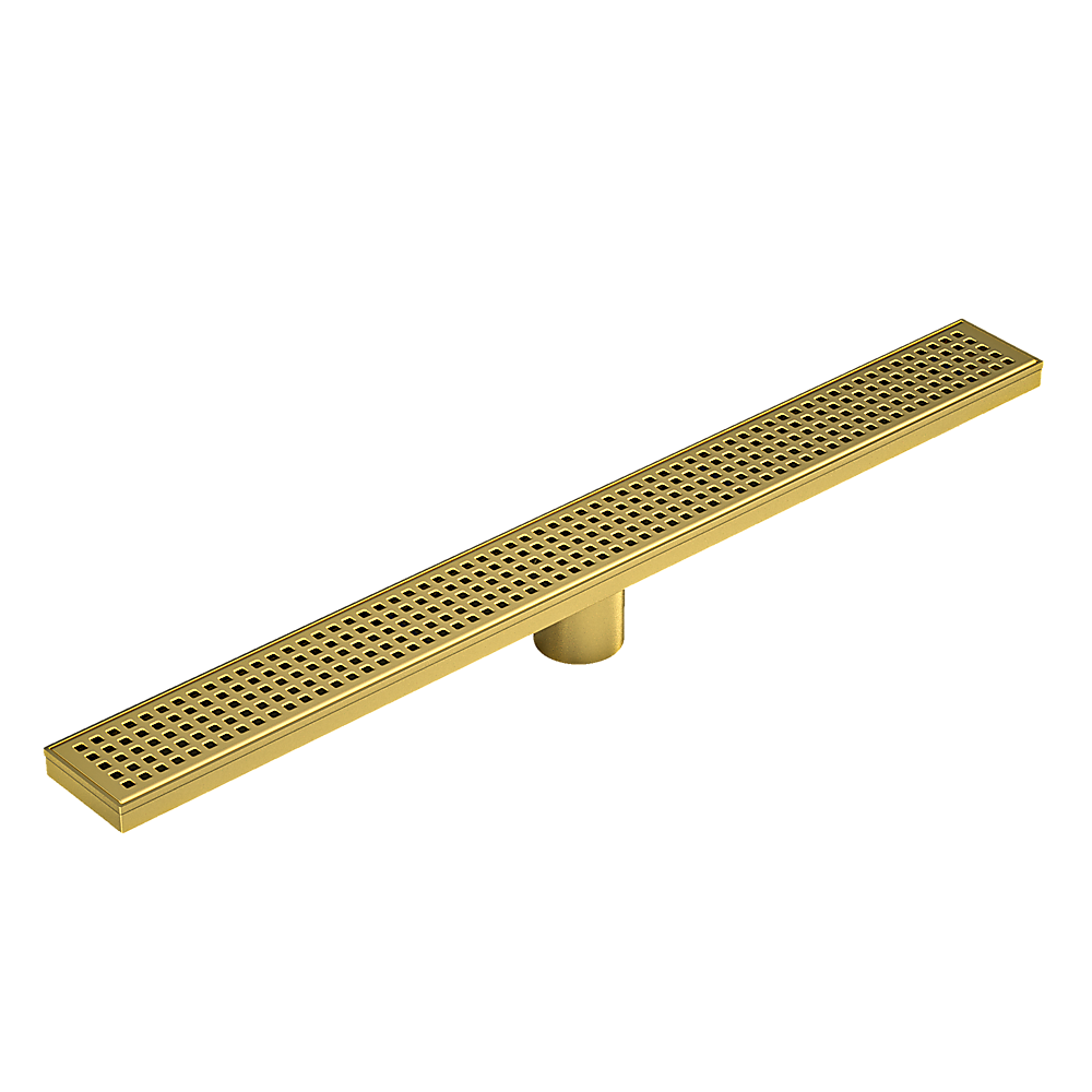 Bathroom Shower Brushed Brass Grate Drain 800mm with Centre Outlet Floor Waste