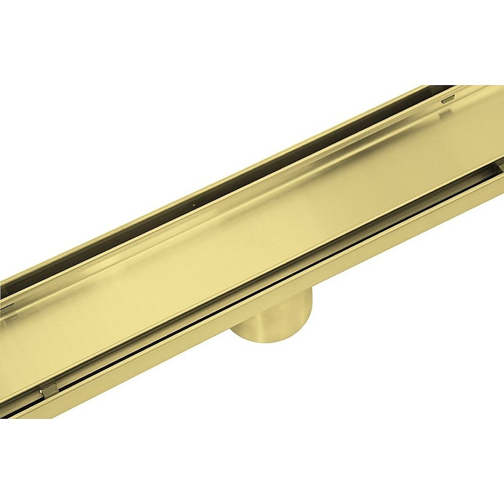 Tile Insert Bathroom Shower Brushed Brass Grate Drain 800mm with Centre Outlet Floor Waste