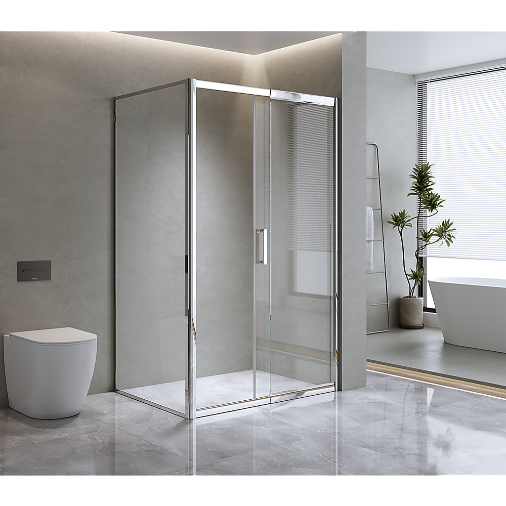 Glass Shower Screen Adjustable 1300x1010mm Single Door Corner Sliding Chrome Finish