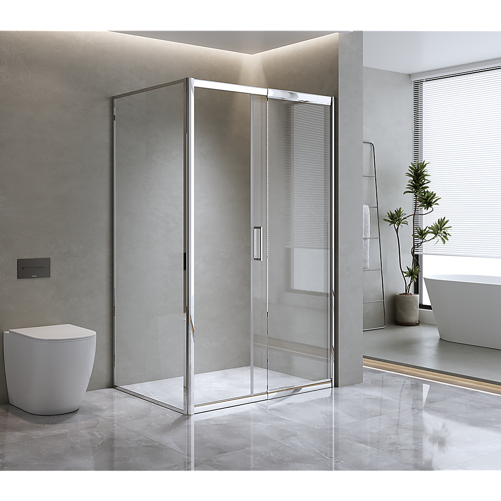 Glass Shower Screen Adjustable 1300x1010mm Single Door Corner Sliding Chrome Finish