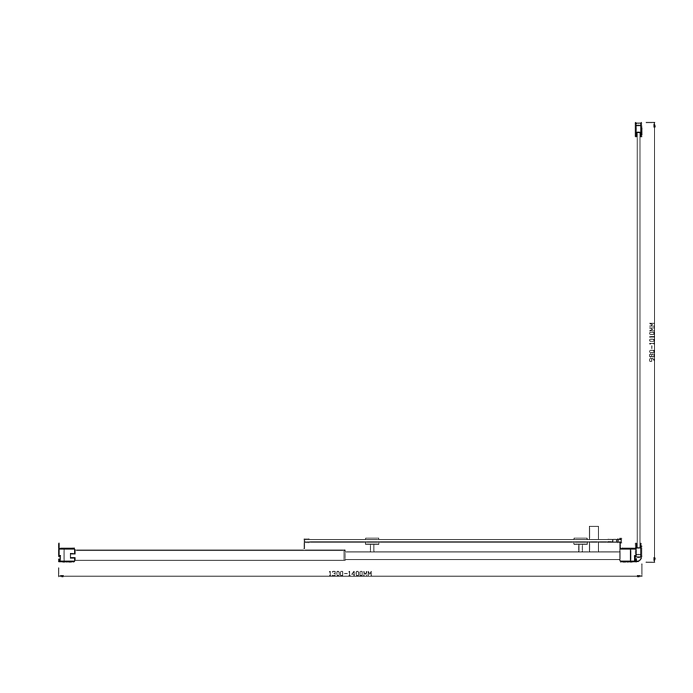 Glass Shower Screen Adjustable 1400x1010mm Single Door Corner Sliding Chrome Finish