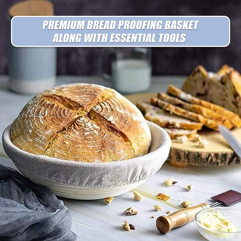 Bread Proofing Set 2 x 9" - Sourdough Bread Making Kit with Round Bowls