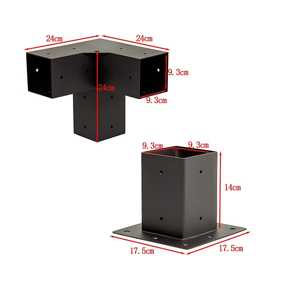 Roof Pergola Gazebo Shed - Matte Black Steel Brackets DIY Kit