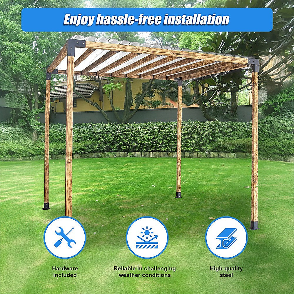 Roof Pergola Gazebo Shed - Matte Black Steel Brackets DIY Kit