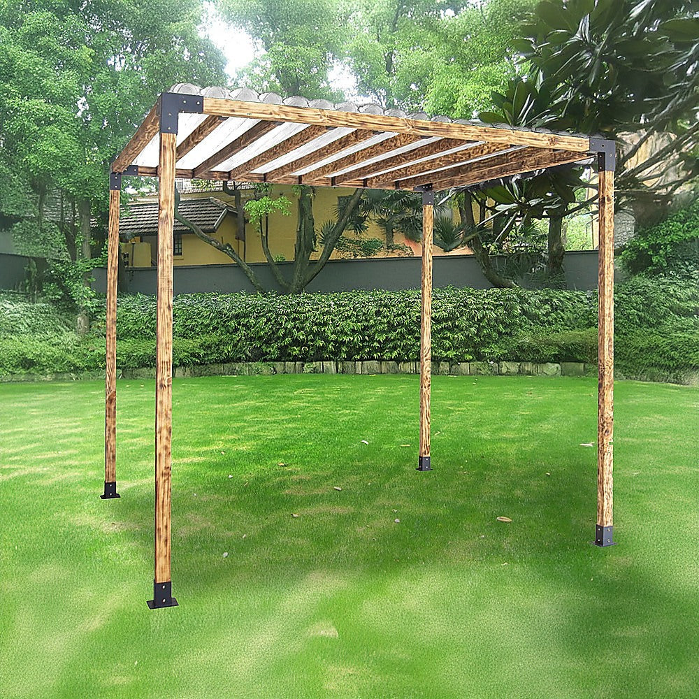 Roof Pergola Gazebo Shed - Matte Black Steel Brackets DIY Kit