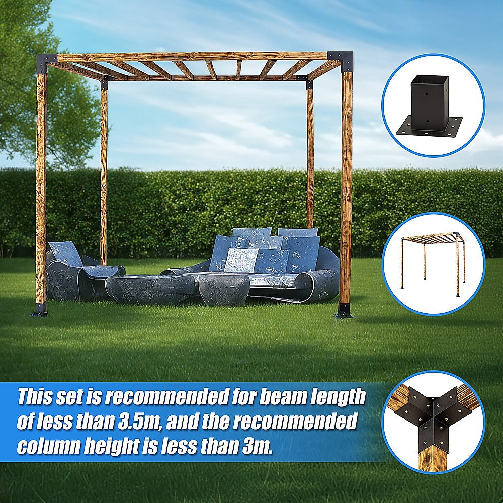 Roof Pergola Gazebo Shed - Matte Black Steel Brackets DIY Kit