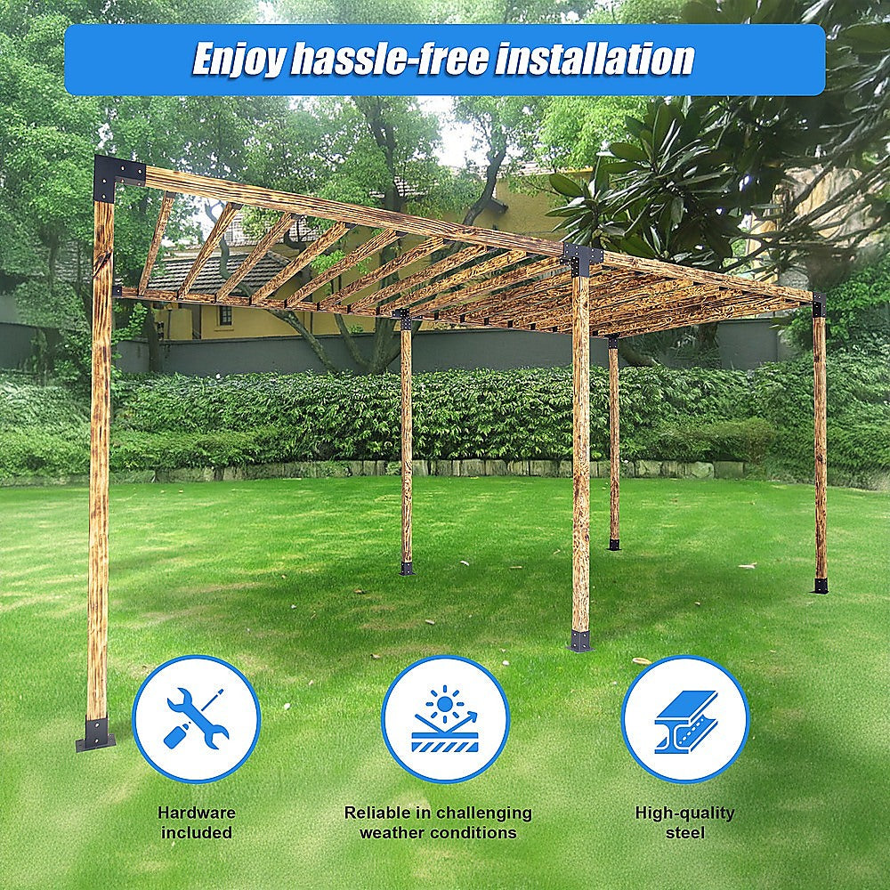 Roof Pergola Gazebo Shed - Matte Black Steel Brackets DIY Kit