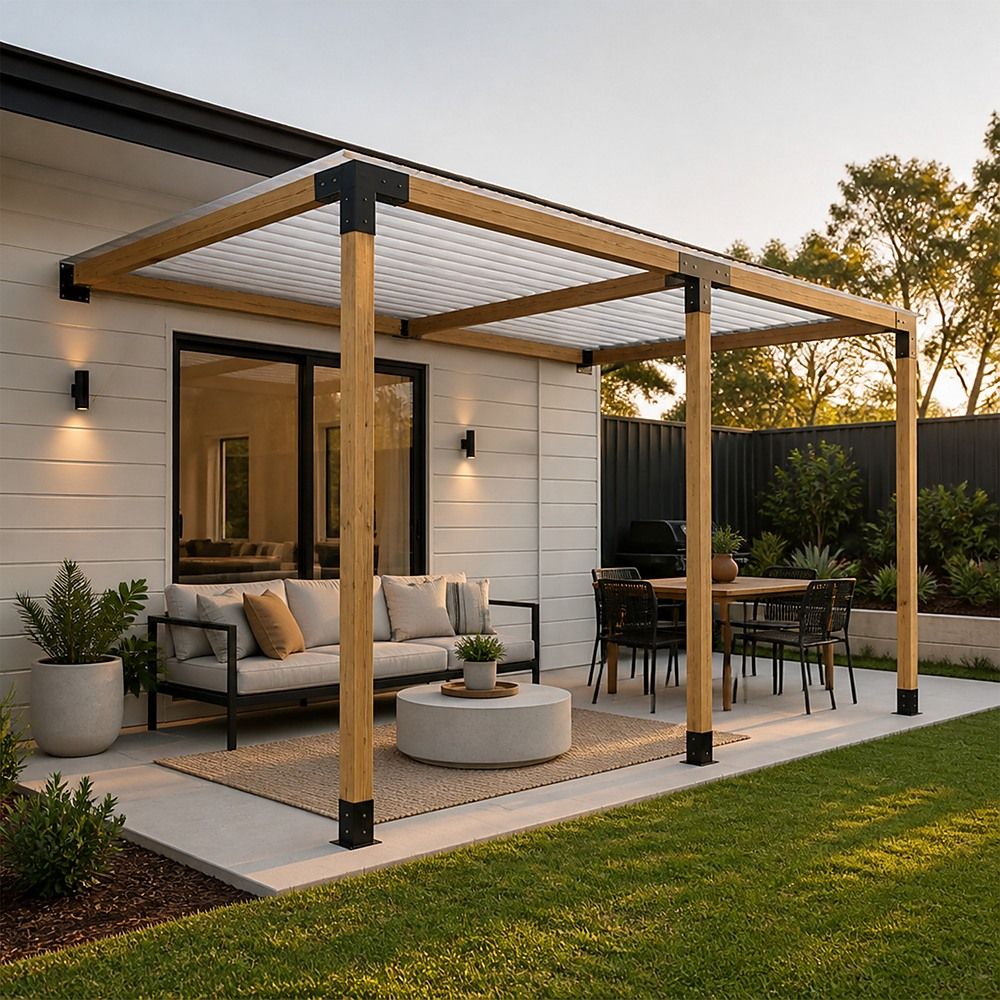 Roof Pergola Gazebo Shed - Matte Black Steel Brackets DIY Kit