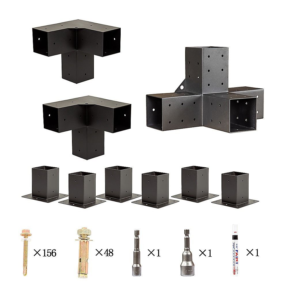 Roof Pergola Gazebo Shed - Matte Black Steel Brackets DIY Kit