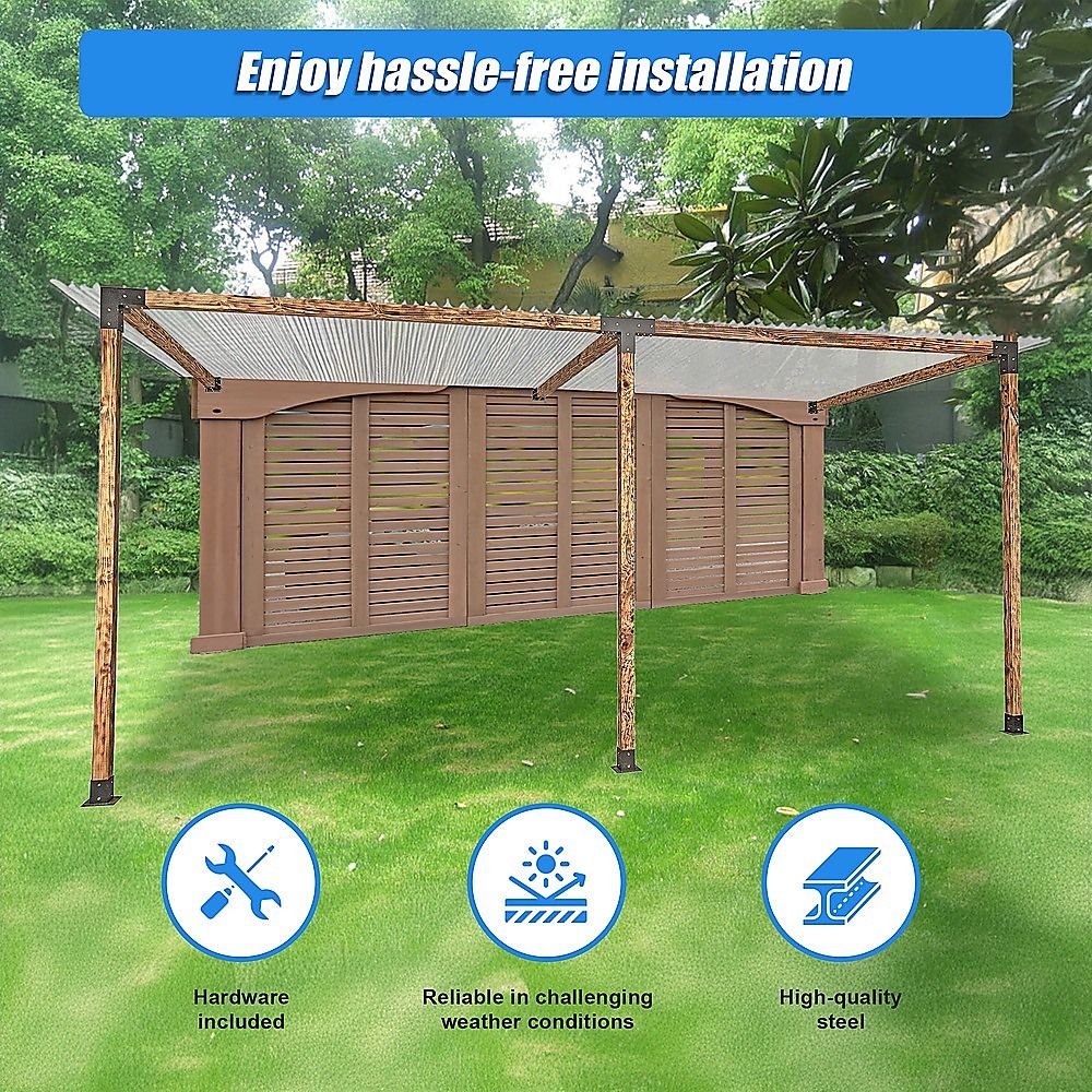 Roof Pergola Gazebo Shed - Matte Black Steel Brackets DIY Kit