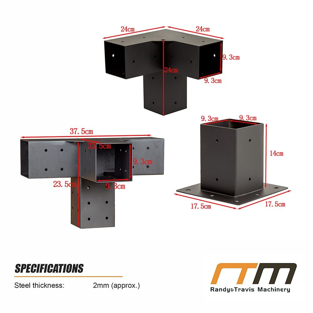 Roof Pergola Gazebo Shed - Matte Black Steel Brackets DIY Kit