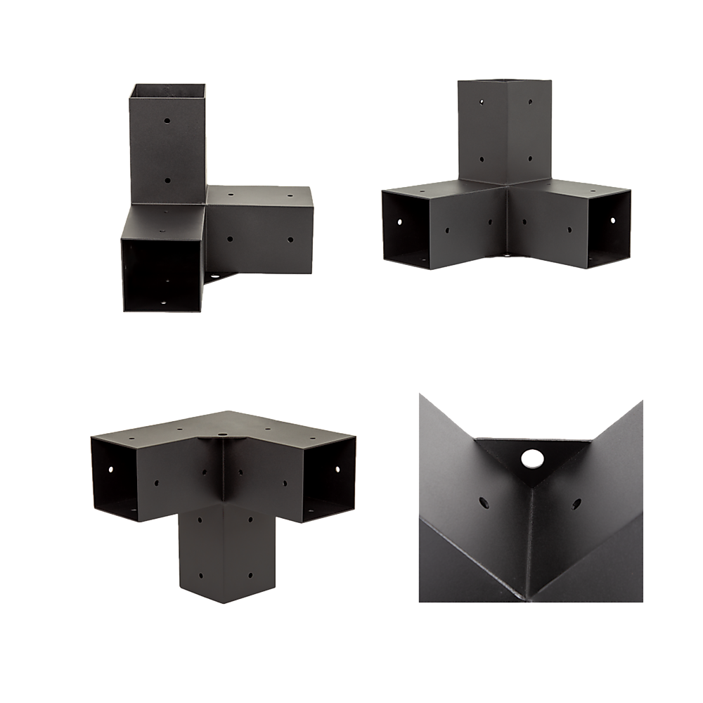 Roof Pergola Gazebo Shed - Matte Black Steel Brackets DIY Kit