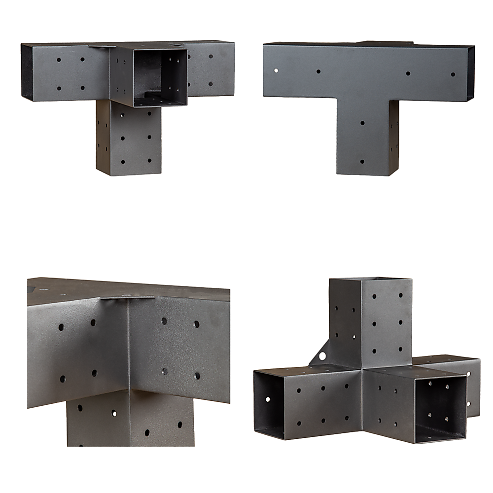 Roof Pergola Gazebo Shed - Matte Black Steel Brackets DIY Kit