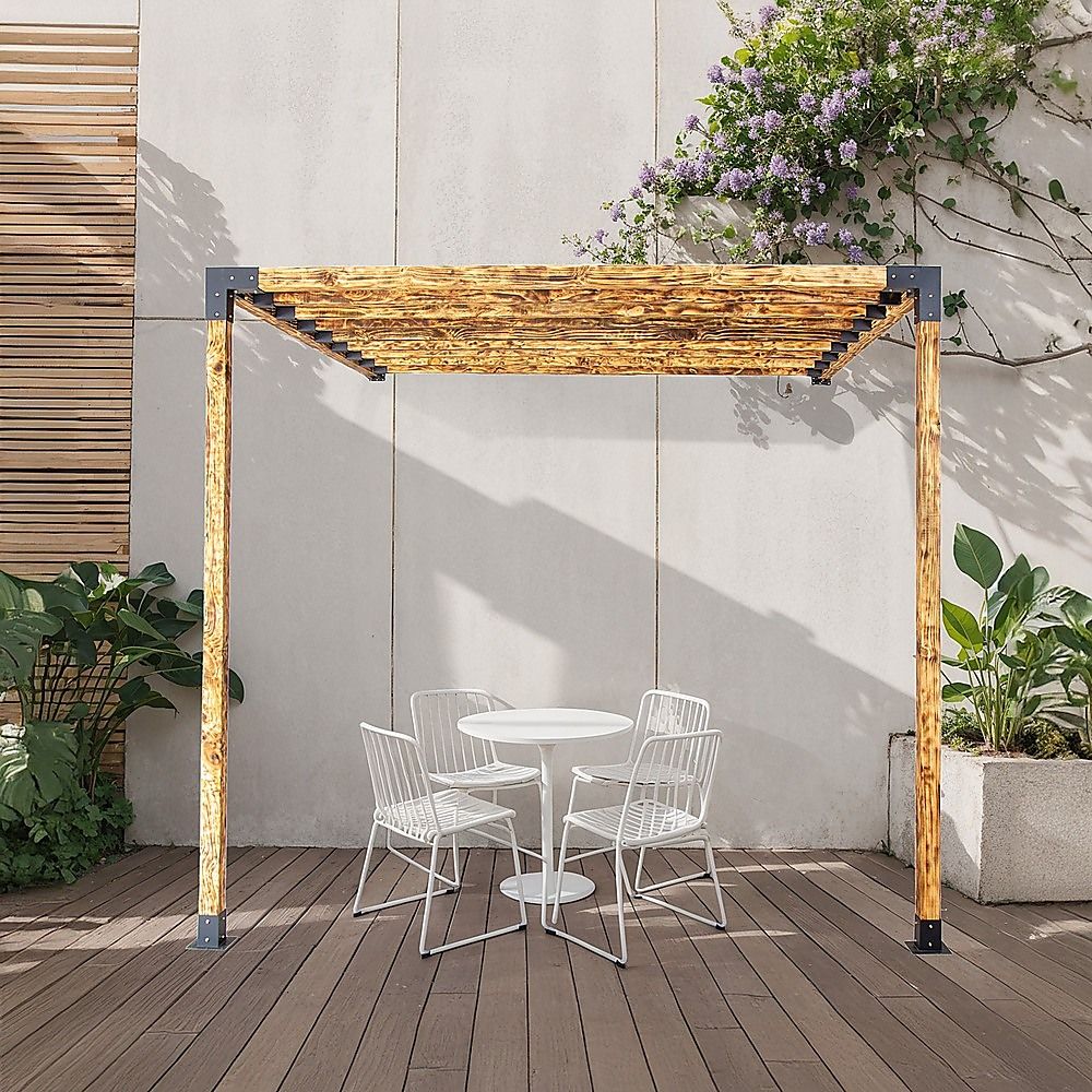 Roof Pergola Gazebo Shed - Matte Black Steel Brackets DIY Kit