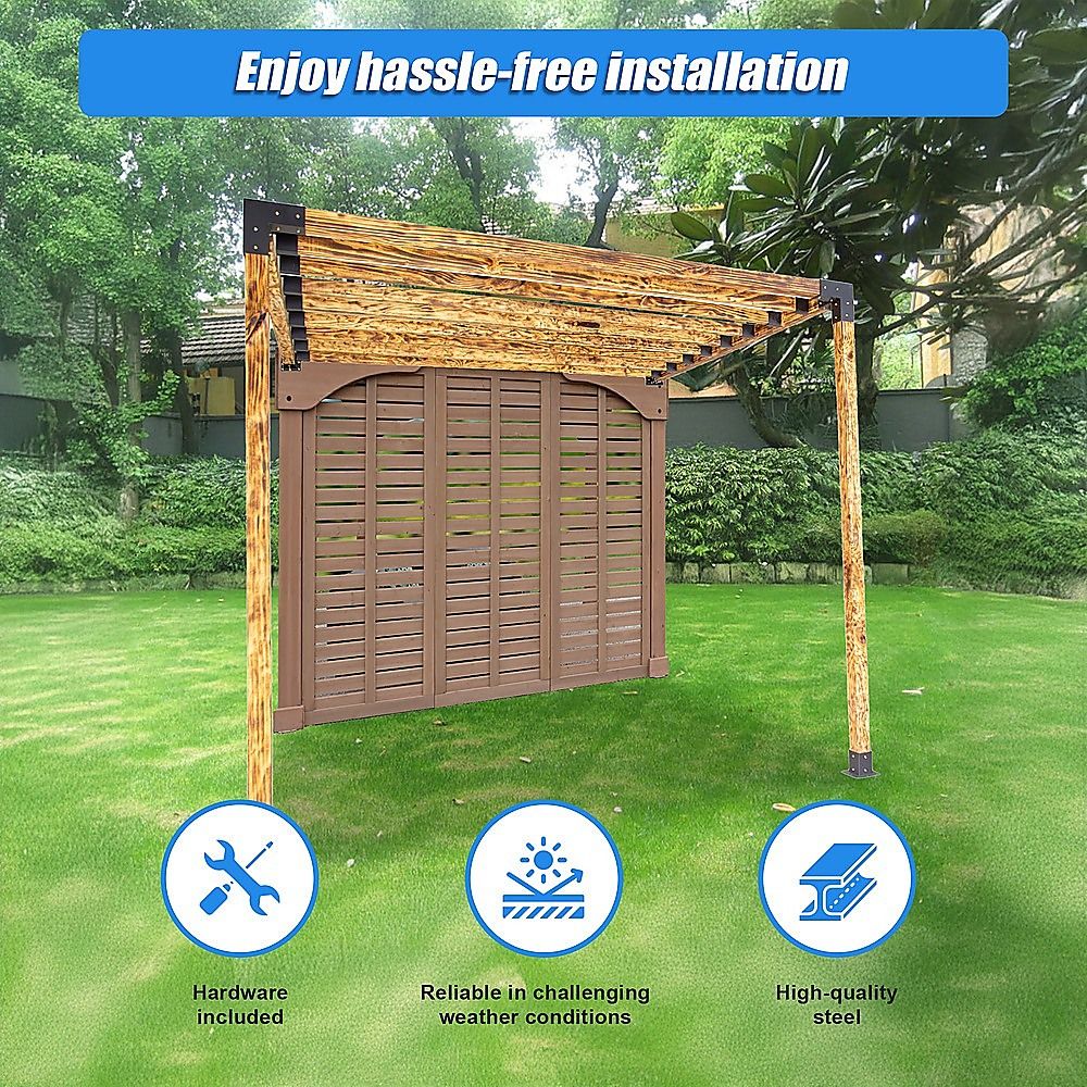 Roof Pergola Gazebo Shed - Matte Black Steel Brackets DIY Kit
