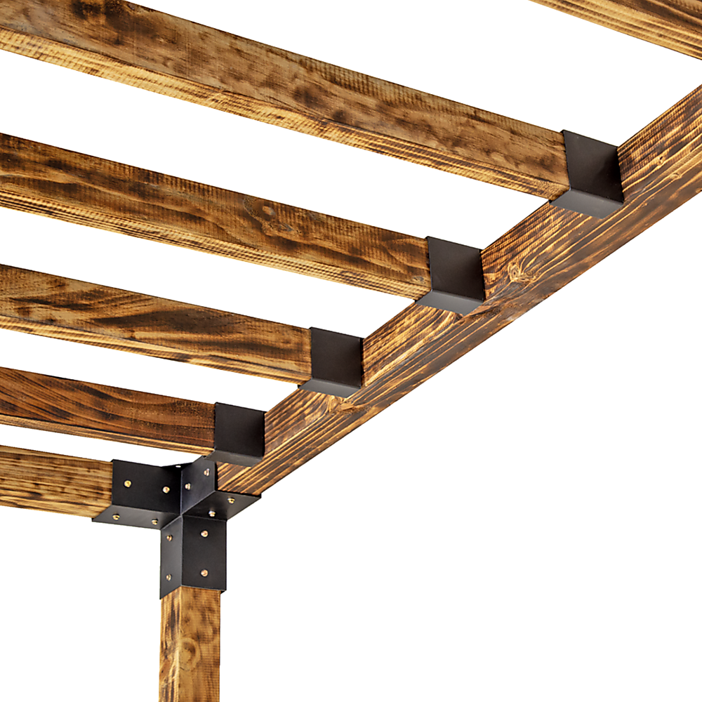 Roof Pergola Gazebo Shed - Matte Black Steel Brackets DIY Kit
