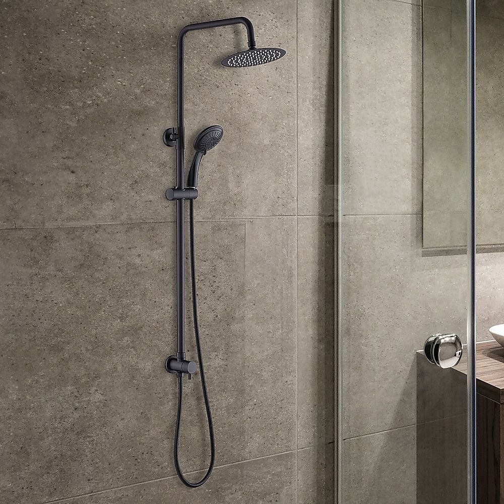 WELS 8" Rain Shower Head Set - Rounded Dual Heads Faucet, High-Pressure Handheld