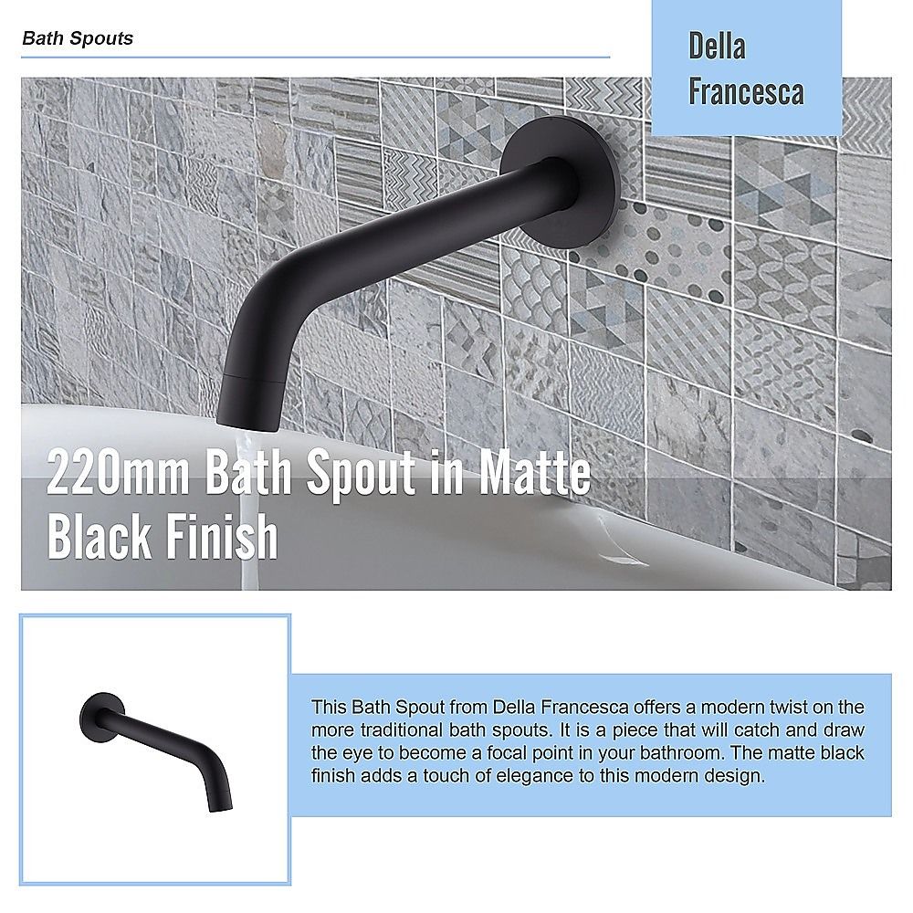 Bath Spout 220mm - Matte Black Finish