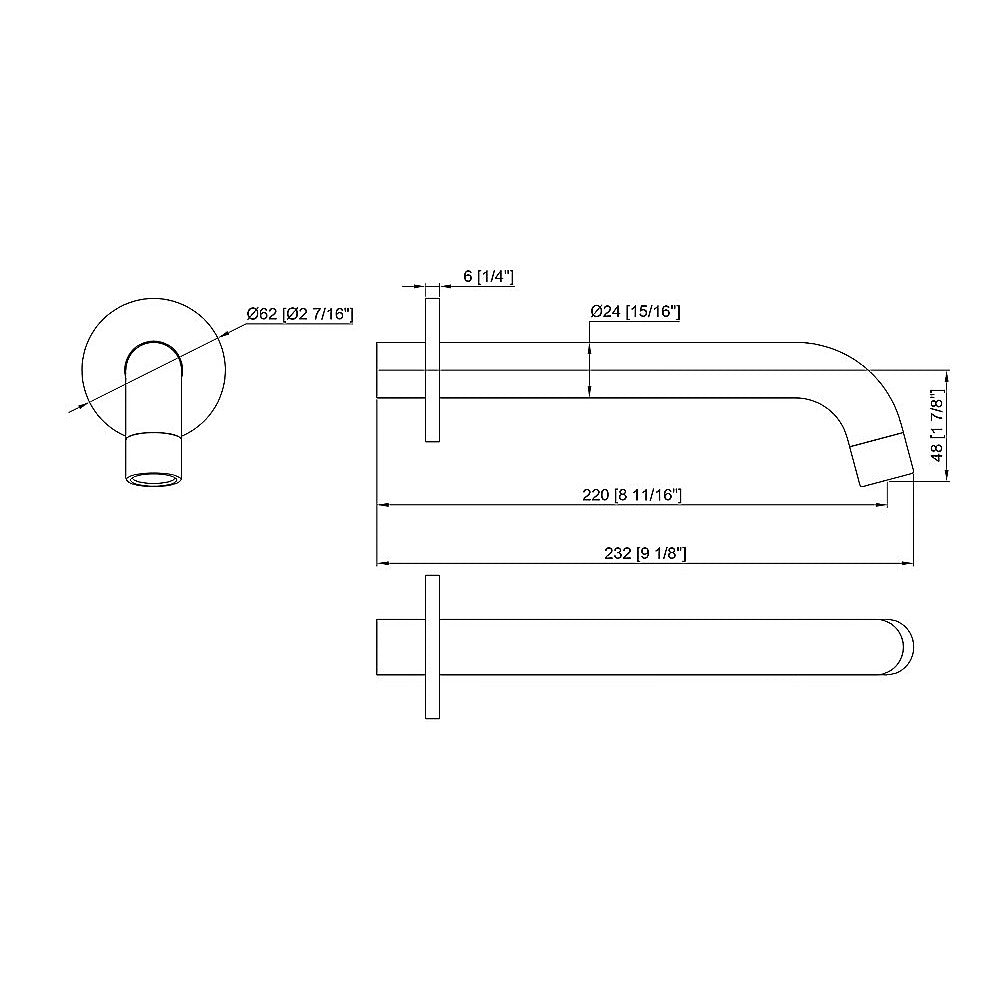 220mm Bath Spout in Matte Black Finish