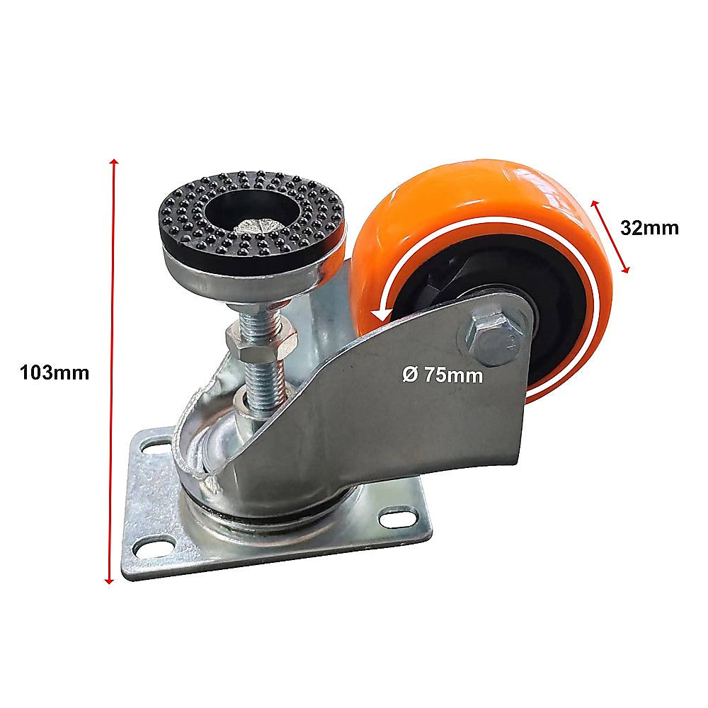 Leveling Casters Swivel Wheels Set of 4, 360 kg Total Load Capacity