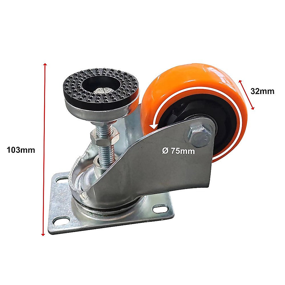 Leveling Casters Swivel Wheels - Set of 4 - 360kg Total Load Capacity